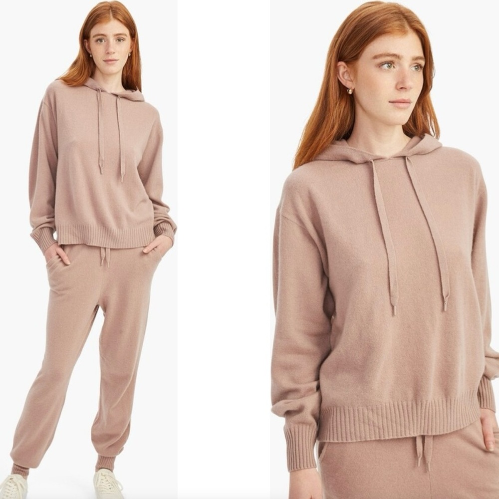 NWT Naadam Cashmere Balloon Sleeve Hoodie - Medium - Desert Pink